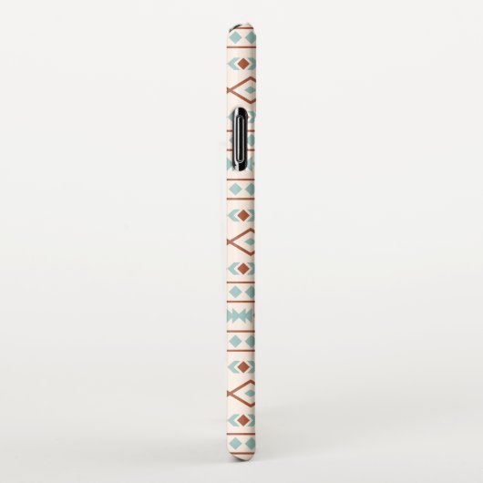 Aztec Shapes Muster Rost Aquamarine Creme iPhone Hülle (Rechte Seite)