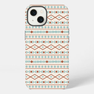 Aztec Shapes Muster Rost Aquamarine Creme iPhone 13 Hülle