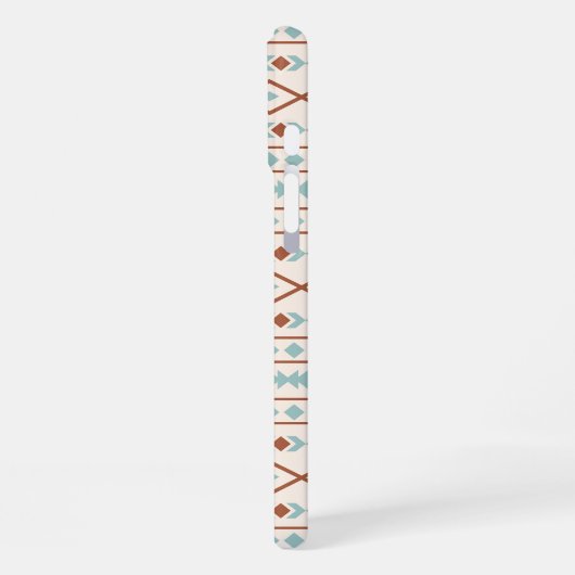 Aztec Shapes Muster Rost Aquamarine Creme iPhone Hülle (Linke Seite)