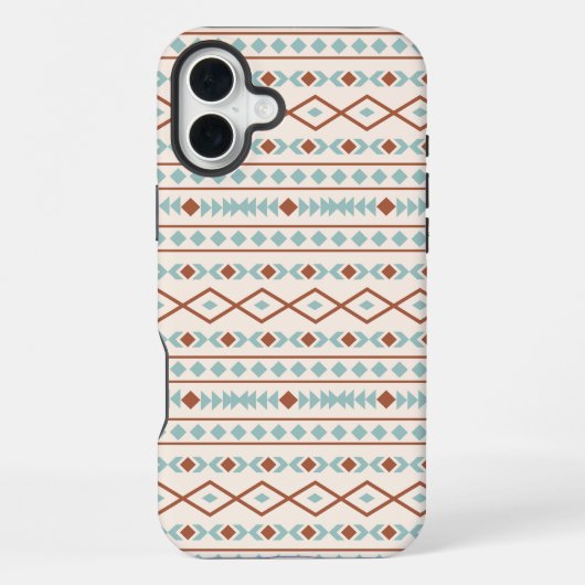 Aztec Shapes Muster Rost Aquamarine Creme iPhone Hülle (Rückseite)