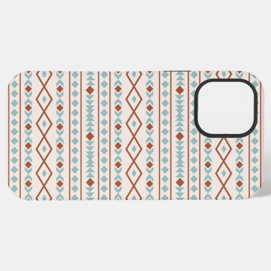 Aztec Shapes Muster Rost Aquamarine Creme iPhone Hülle (Rückseite (Horizontal))