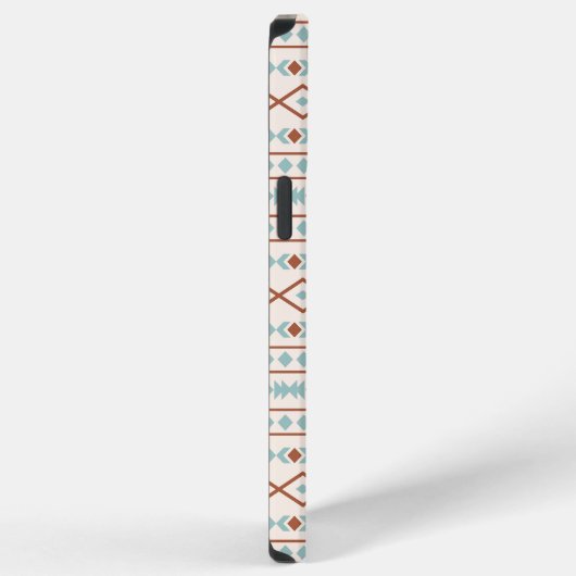 Aztec Shapes Muster Rost Aquamarine Creme iPhone Hülle (Rechte Seite)