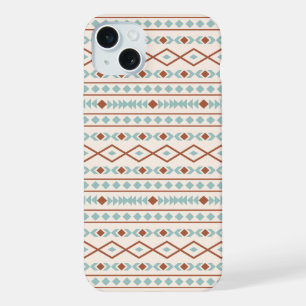 Aztec Shapes Muster Rost Aquamarine Creme iPhone 15 Plus Hülle