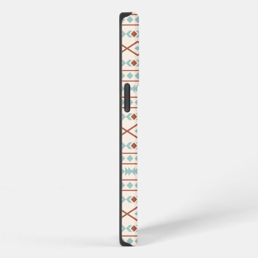 Aztec Shapes Muster Rost Aquamarine Creme iPhone Hülle (Rechte Seite)