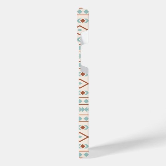 Aztec Shapes Muster Rost Aquamarine Creme iPhone Hülle (Linke Seite)