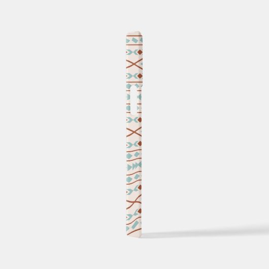 Aztec Shapes Muster Rost Aquamarine Creme iPhone Hülle (Rechte Seite)