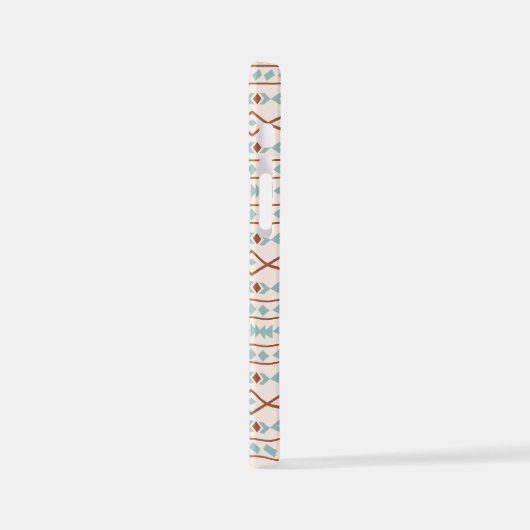 Aztec Shapes Muster Rost Aquamarine Creme iPhone Hülle (Linke Seite)