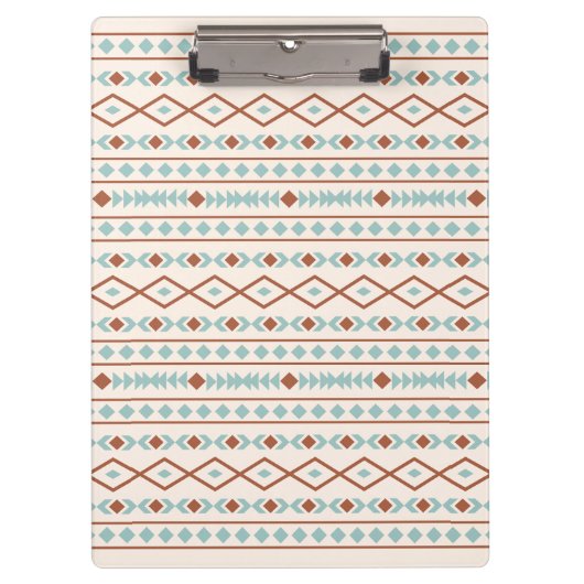 Aztec Shapes Muster Rost Aquamarine Creme Klemmbrett (Vorderseite)