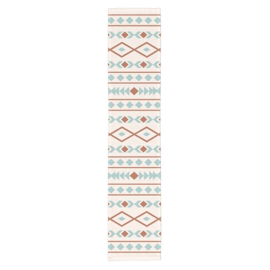 Aztec Shapes Muster Rost Aquamarine Creme Kurzer Tischläufer (Vorderseite)