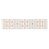 Aztec Shapes Muster Rost Aquamarine Creme Kurzer Tischläufer (Horizontal)