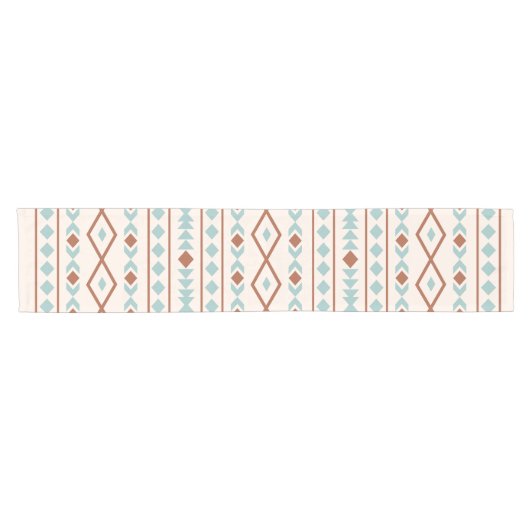 Aztec Shapes Muster Rost Aquamarine Creme Kurzer Tischläufer (Horizontal)