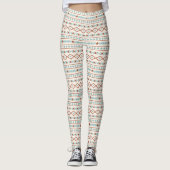 Aztec Shapes Muster Rost Aquamarine Creme Leggings (Vorderseite)