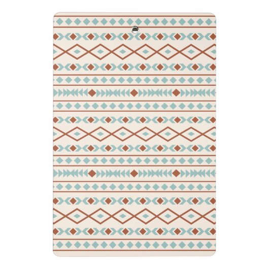 Aztec Shapes Muster Rost Aquamarine Creme Mini Klemmbrett (Rückseite)