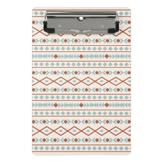 Aztec Shapes Muster Rost Aquamarine Creme Mini Klemmbrett (Vorderseite)