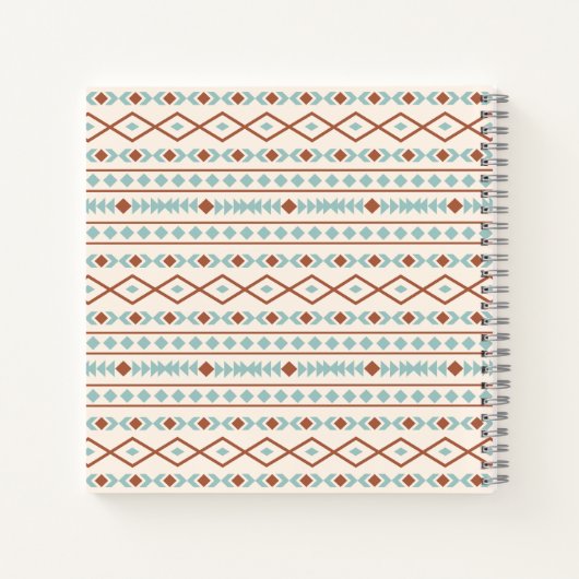 Aztec Shapes Muster Rost Aquamarine Creme Notizblock (Rückseite)