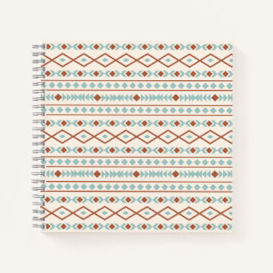 Aztec Shapes Muster Rost Aquamarine Creme Notizblock