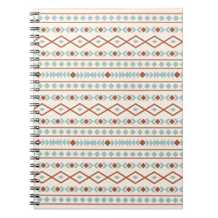 Aztec Shapes Muster Rost Aquamarine Creme Notizblock