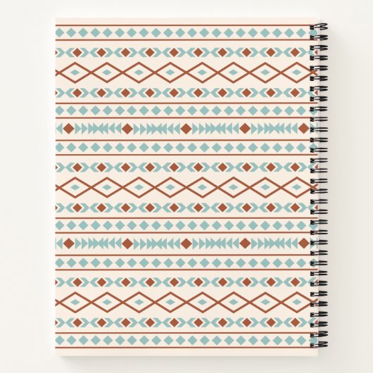 Aztec Shapes Muster Rost Aquamarine Creme Notizblock (Rückseite)