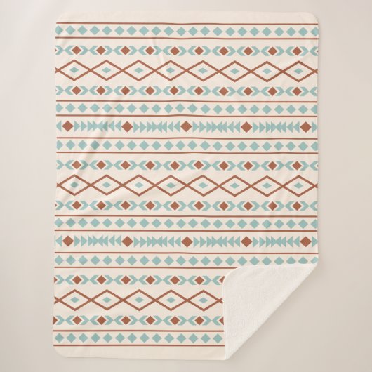 Aztec Shapes Muster Rost Aquamarine Creme Sherpadecke (Vorderseite)