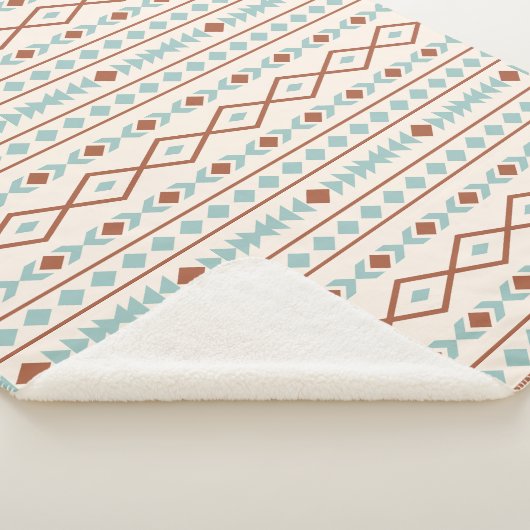 Aztec Shapes Muster Rost Aquamarine Creme Sherpadecke (3/4)