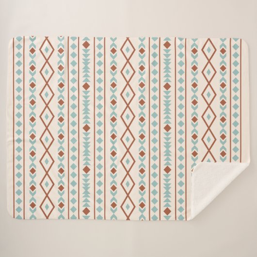 Aztec Shapes Muster Rost Aquamarine Creme Sherpadecke (Vorderseite (Horizontal))