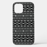 Aztec Shapes Muster Weiß Grau Schwarz
