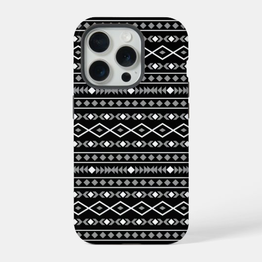 Aztec Shapes Muster Weiß Grau Schwarz iPhone Hülle (Rückseite)
