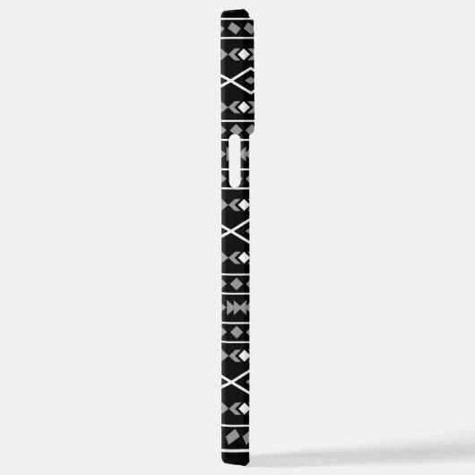 Aztec Shapes Muster Weiß Grau Schwarz iPhone Hülle (Rechte Seite)