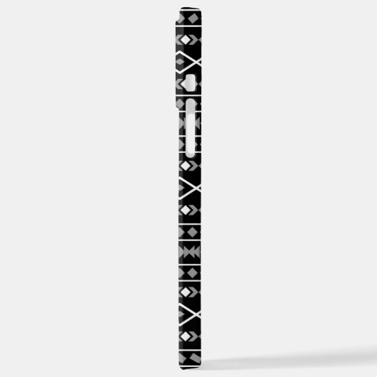 Aztec Shapes Muster Weiß Grau Schwarz iPhone Hülle (Linke Seite)