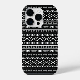 Aztec Shapes Muster Weiß Grau Schwarz iPhone 14 Pro Hülle