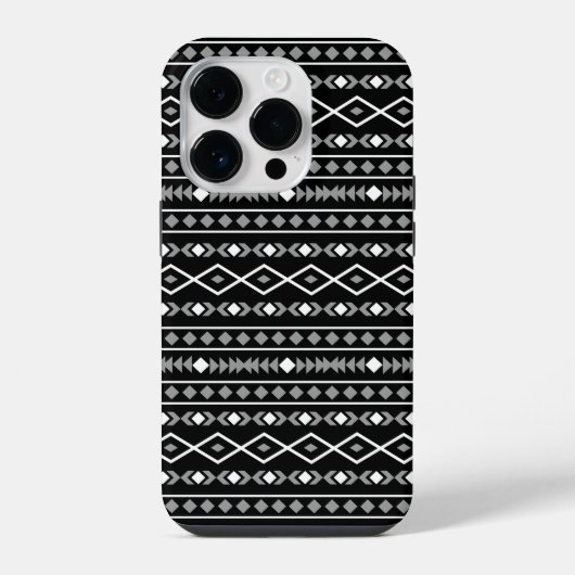 Aztec Shapes Muster Weiß Grau Schwarz iPhone Hülle (Rückseite)