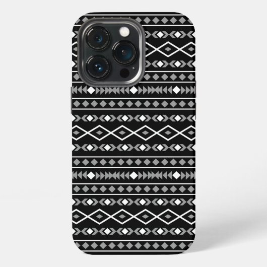 Aztec Shapes Muster Weiß Grau Schwarz iPhone Hülle (Hinten)