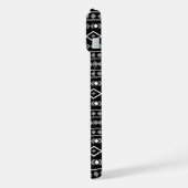 Aztec Shapes Muster Weiß Grau Schwarz iPhone Hülle (Linke Seite)