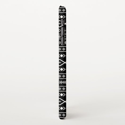 Aztec Shapes Muster Weiß Grau Schwarz iPhone Hülle (Linke Seite)