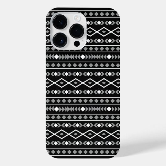 Aztec Shapes Muster Weiß Grau Schwarz iPhone Hülle (Rückseite)