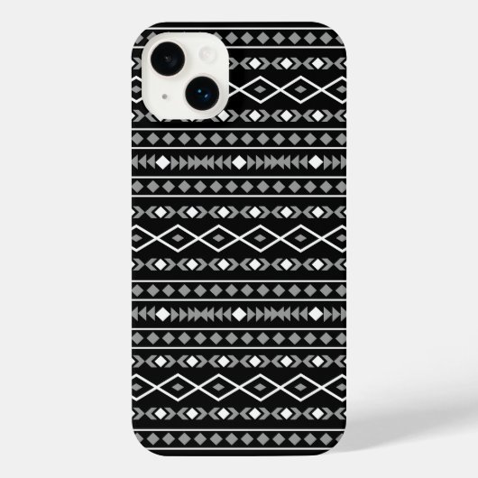 Aztec Shapes Muster Weiß Grau Schwarz iPhone Hülle (Rückseite)