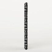 Aztec Shapes Muster Weiß Grau Schwarz iPhone Hülle (Rechte Seite)