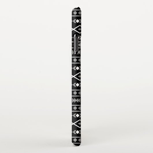 Aztec Shapes Muster Weiß Grau Schwarz iPhone Hülle (Rechte Seite)