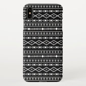 Aztec Shapes Muster Weiß Grau Schwarz iPhone Hülle (Rückseite)