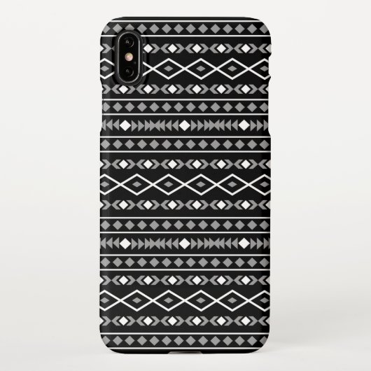 Aztec Shapes Muster Weiß Grau Schwarz iPhone Hülle (Rückseite)