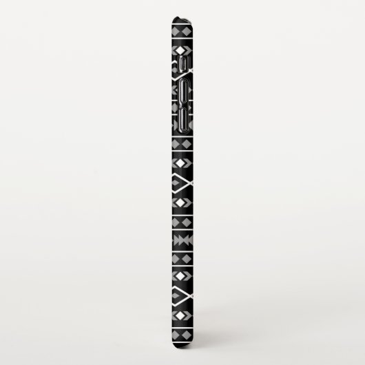 Aztec Shapes Muster Weiß Grau Schwarz iPhone Hülle (Linke Seite)