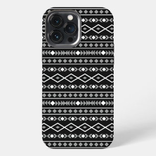 Aztec Shapes Muster Weiß Grau Schwarz iPhone 13 Pro Max Hülle