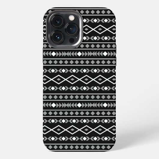 Aztec Shapes Muster Weiß Grau Schwarz iPhone Hülle (Rückseite)