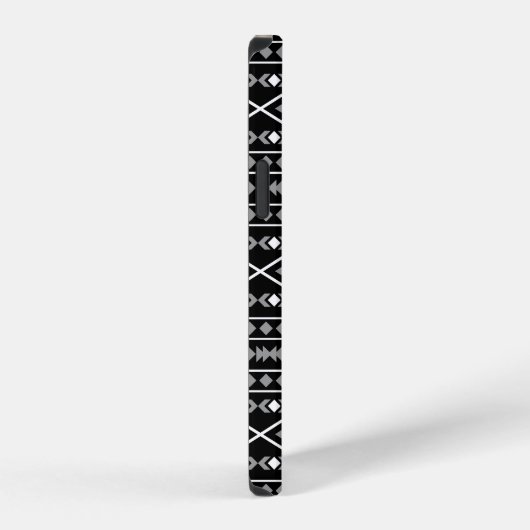 Aztec Shapes Muster Weiß Grau Schwarz iPhone Hülle (Rechte Seite)