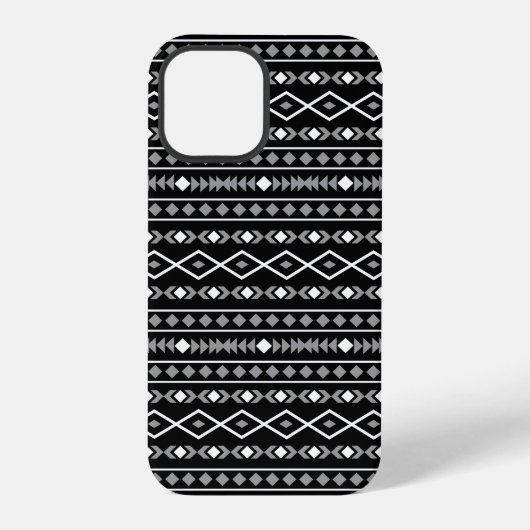 Aztec Shapes Muster Weiß Grau Schwarz iPhone Hülle (Rückseite)