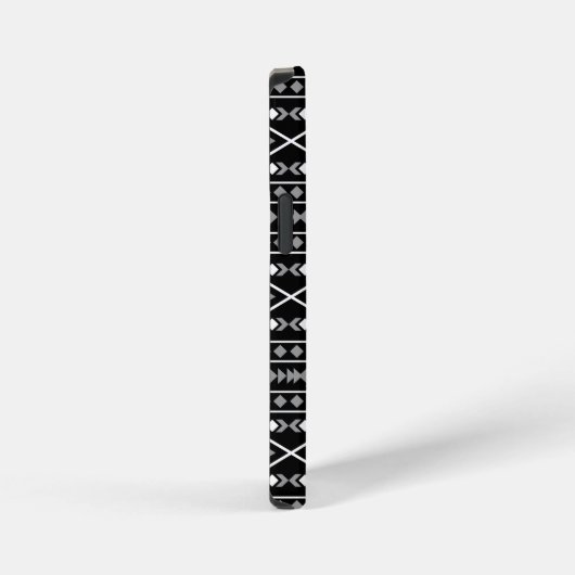Aztec Shapes Muster Weiß Grau Schwarz iPhone Hülle (Rechte Seite)