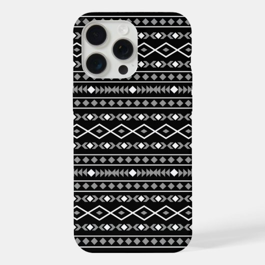 Aztec Shapes Muster Weiß Grau Schwarz iPhone Hülle (Rückseite)