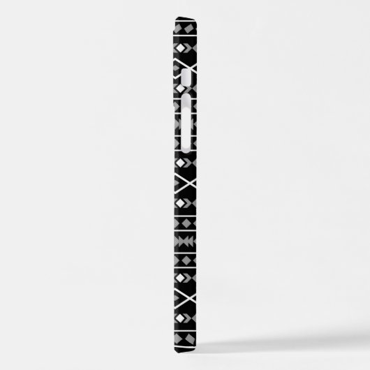 Aztec Shapes Muster Weiß Grau Schwarz iPhone Hülle (Linke Seite)