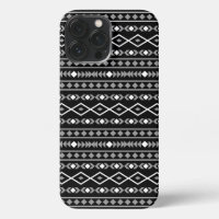 Aztec Shapes Muster Weiß Grau Schwarz