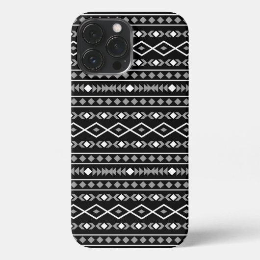 Aztec Shapes Muster Weiß Grau Schwarz iPhone Hülle (Rückseite)